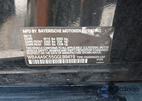 2016 BMW 428 из США, поврежденный, VIN WBA4A9C55GGL89419